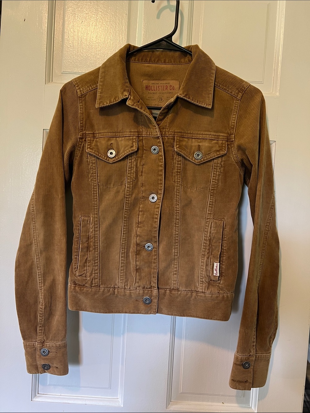 Vintage Hollister Women's Brown Corduroy Jean Jacket